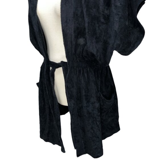 Vintage Gerry 70's Terrycloth Bath Robe Sz Medium Womens Black Short Sleeve Bath - Picture 7 of 12